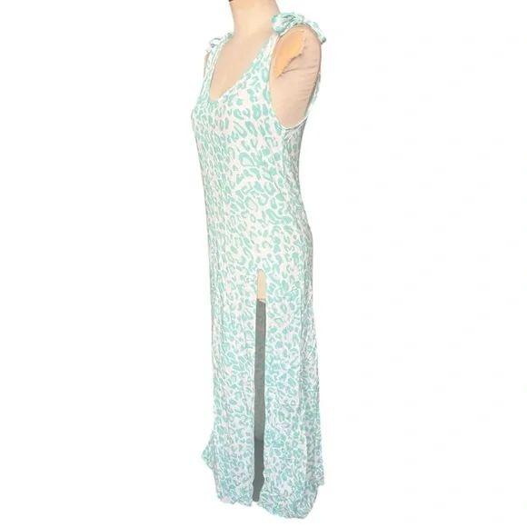 Beach Bunny Lily Maxi Dress in Aqua Leopard Small - Picture 6 of 11